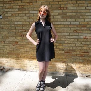 Vintage 1990s Minimalist Zip Black Minidress